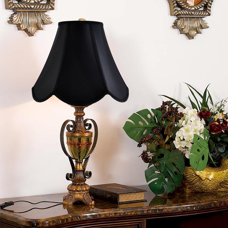 GO&SO Black Bell Lamp Shades (Petal Edge Braid) Scalloped Lamp
