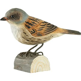 WILDLIFEGARDEN Wildlife Garden WG427 DecoBird Hedge Brown - Hand Carved Decorative Wooden Bird - Small European Birds