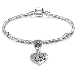 Granddaughter Silver Starter Charm Bracelet with Pendant and Gift Box (15cm (Age 3-5 Years))