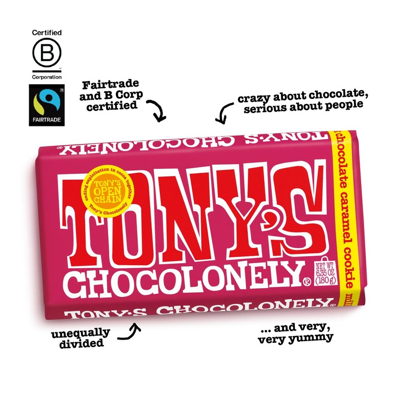 Tony’s Chocolonely Belgian Milk Chocolate Candy Bar With Caramel &