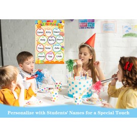 FaCraft Spanish Birthday Chart for Classroom - Happy Birthday Poster Reusable Waterproof Birth day Calendar Laminated Classroom Bulletin Board Decorations Back to School Supplies Teaching Tools