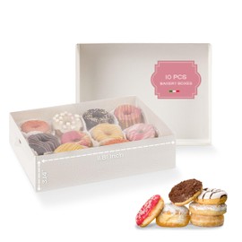 Boxes Craftory Boxes Craftory Pack of 10 Bakery Boxes with Window (11.81" x 8.66" x 3.14") - Ideal for Cookie with Window, Pastry and Small Charcuterie, White Leather