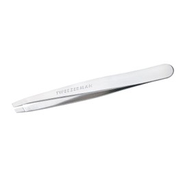 Pinza de cejas Tweezerman, obliqua clásica de color Platinada - Pinzas de para Depilación, de Acero Inoxidable