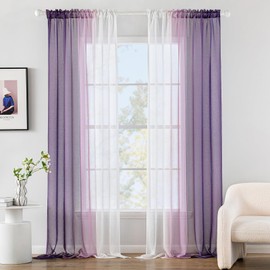 MIULEE Curtain Curtains Purple Transparent Living Room Modern Curtain Two-Tone Sliding Curtains Bedroom Set of 2 140 x 245 cm