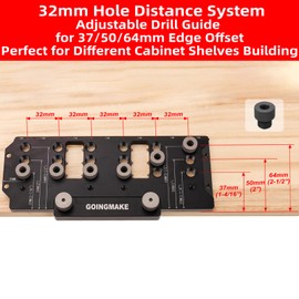 GOINGMAKE Shelf Pin Jig 1/4" and 5mm, Spliceable All Metal Cabinet Hardware Shelf Pin Drilling Jig, Woodworking Drill Guide for Straight Holes for Wobble-Free Shelves