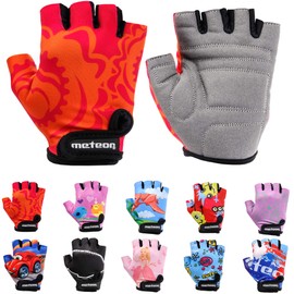 Meteor Children's Cycling Gloves Bike - Gel BMX Gloves Boys - Cycling Gloves Girls Cycling Gloves - Hiking Cycling Gloves Kids - Women's Cycling Gloves - Children's Gloves, Men’s, red, XS