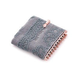 JILLSTUART Dainty Lace Towel Handkerchief, Fluffy, Cute, Lace, Ribbon, Elegant, Floral Pattern, Gray, 58-1510070, Approx. 9.8 x 9.8 inches (25 x 25 cm)