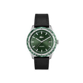 Lacoste Analogue Quartz Watch for Men Everett Collection with Black Leather Strap - 2011292