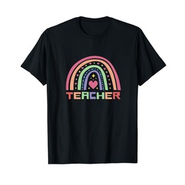 Colorful Rainbow Heart Design for Teachers T-Shirt