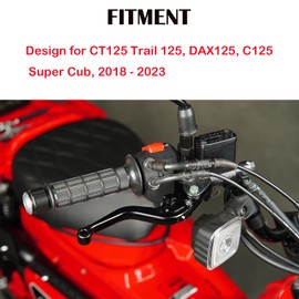 TECTEK Motorcycle Brake Clutch Levers Brake Lever Handle Foldable Adjustable Short for CT125 Super Cub C125 Monkey 125 DAX125,Sliver