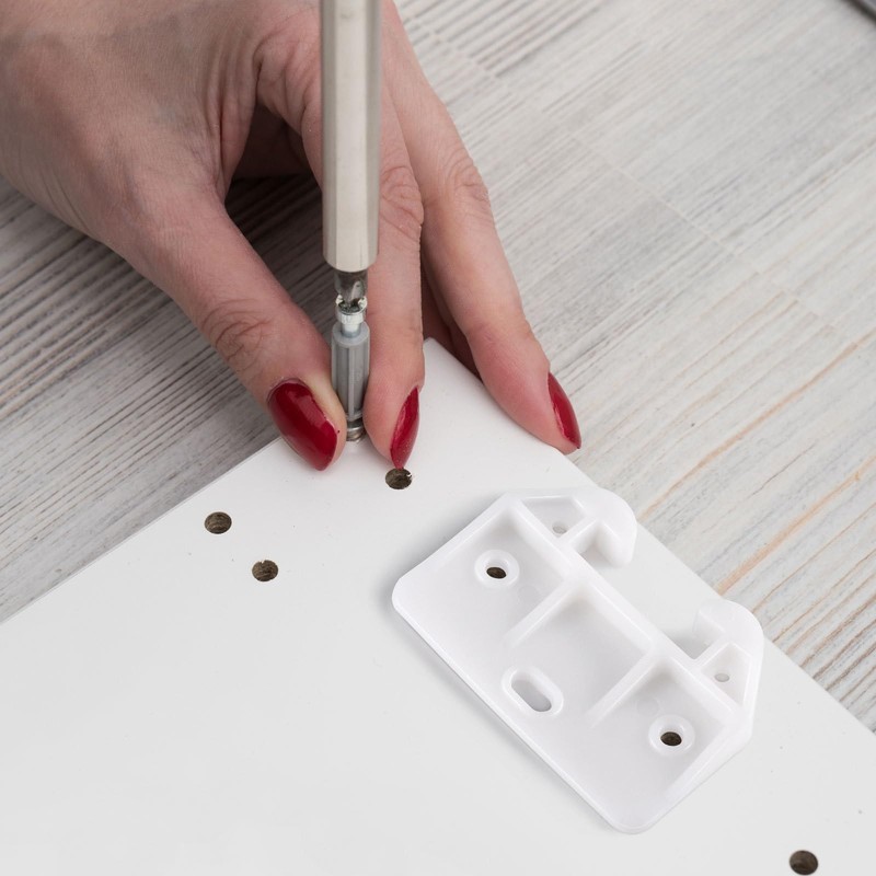 DOITOOL White Plastic Drawer Track Guide, 10Pc Plastic Cabinet Drawer