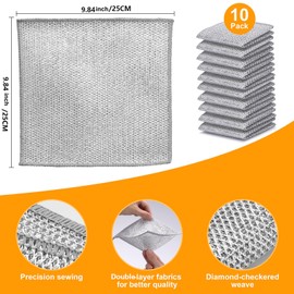 JSSFSS Multifunctional Non-Scratch Wire Dishcloth - 2024 New Steel Wire Dish Towel for Wet and Dry Wire Dishcloth for Dishes Sinks Counters Tops of Stoves(25X25CM)