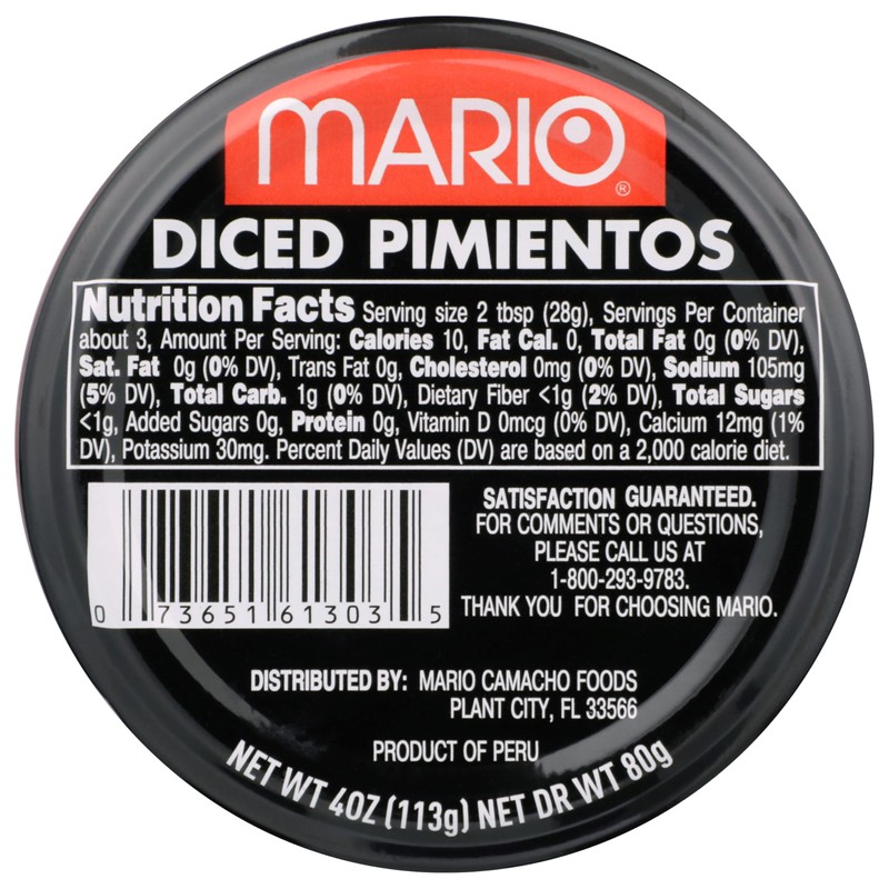 Mario Camacho Pimientos Diced, 4-Ounce (Pack of 12)