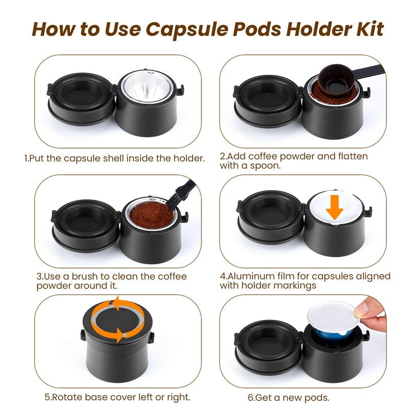 Reusable Vertuo Capsule Kit for Reusable nespresso Vertuo Pods, Upgraded
