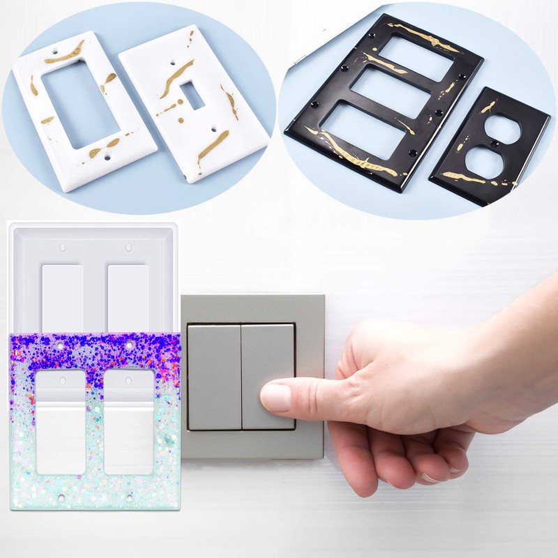 Moukiween Light Switch Cover Resin Mold, 6Pcs Silicone Molds for