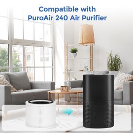 Fil-fresh 2-Pack True HEPA Replacement Filter, Compatible with PuroAir 240 Air Purifier, 3-in-1 True HEPA Filter with Activated Carbon Filter, Reduce Dust, Pollen, Odor, and Smoke