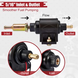 CarBole Universal Electric Fuel Pump 12V Low Pressure 2-3.5 PSI, Inline Gasoline Diesel Pump Compatible for Carburetors Cars Trucks Boats Engine