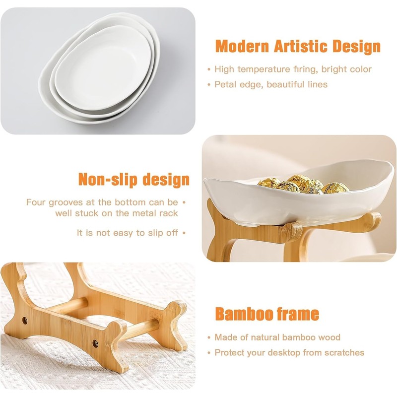 HOMKULA Fruit Bowl for Kitchen Counter - 3 Tier Ceramic