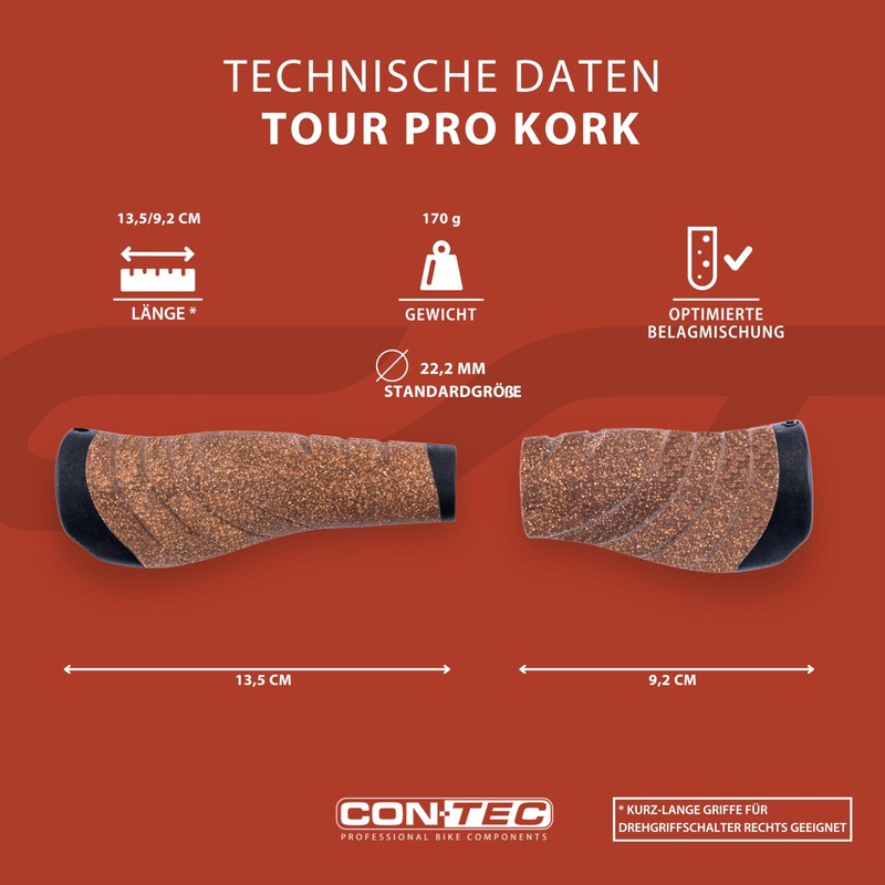 Contec Tour Pro Cork Handle Bar Pro Cork 135/92 mm