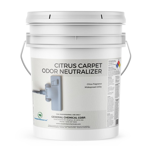 Citrus Carpet Odor Neutralizer by CarpetGeneral | Deodorizer | Multi Surface | Water-Soluble | Residential & Commercial Use | Multi Purpose | 5 Gallons