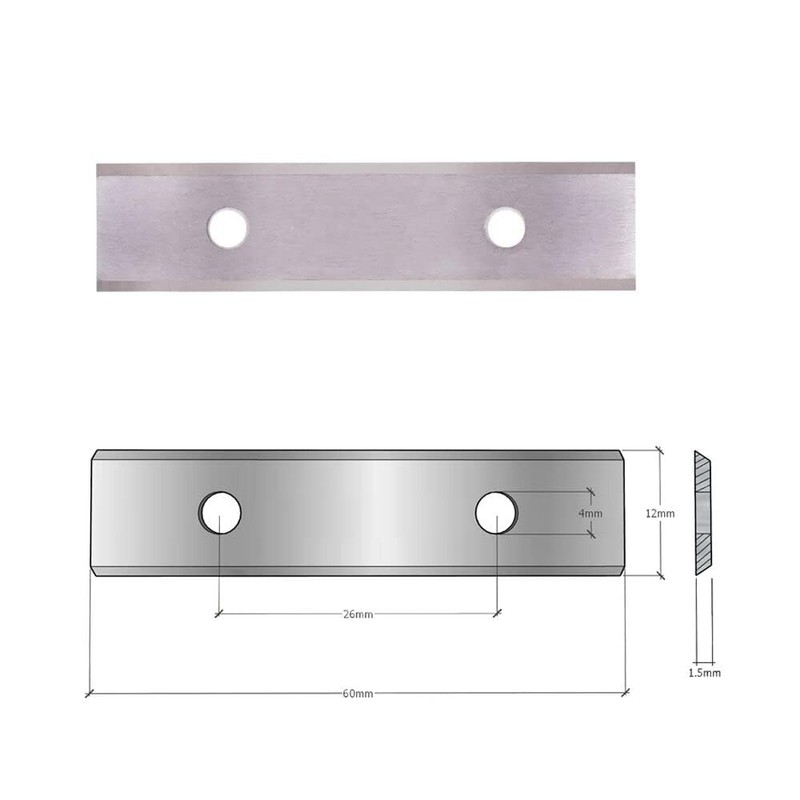2.38"(60mm) Paint Scraper Carbide Blades Double-Edged Reversible Replacement Blade 2-3/8"(60X12X1.5mm)