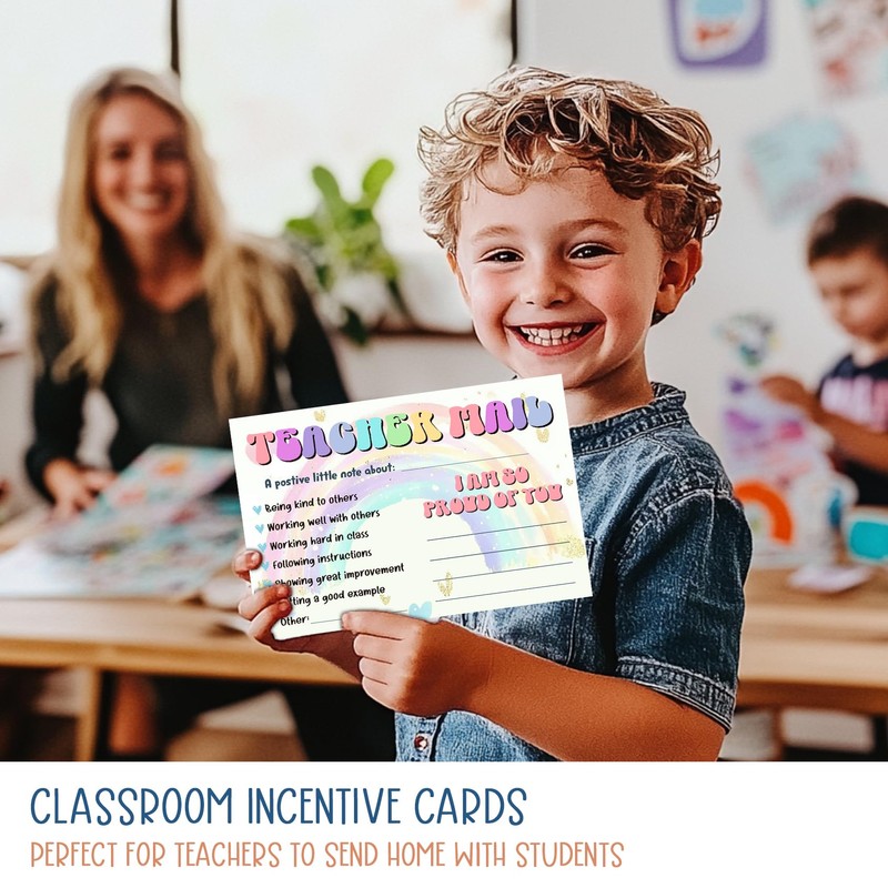 Watercolor Rainbow Teacher Mail Incentive Cards