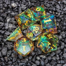 Sage’s Portal Exaltations DND Dice Set Resin Sharp Edge Polyhedral Dice for Dungeons and Dragons Pathfinder TTRPG (Forest Glade)