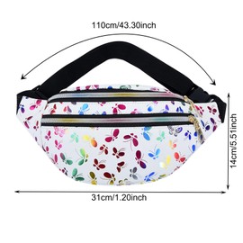 AYNKH Butterfly Waist Bag for Women, Fashion Waterproof Fanny Pack Colorful Shiny Belt Bag for Travel Party Sports Running Hiking Daily Use
