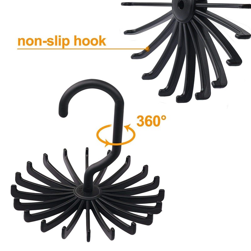 SUNTRADE 4PCS 360 Degrees Rotating Scarf Tie Hanger 20 Hooks