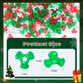 UPINS Christmas Tri Beads, 1200Pcs Plastic Tri-Shaped Beads for Craft Wreath Candy Cane-Xmas Holiday Tree Decorations Christmas Beaded Ornament Kit