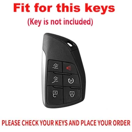 TECART Smart Key Fob Cover Fit for Buick Envision Avenir 2024 Fit for GMC Yukon Denali Sierra Key Case with Keychain Grey