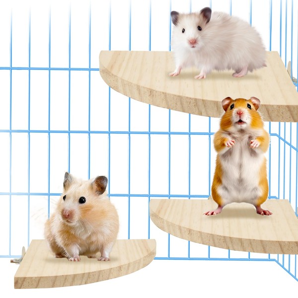 Keboyoe 3 pieces hamster springboard platform for parrots, squirrels, hamsters