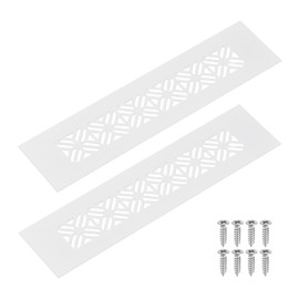 uxcell 2Pcs Aluminum Alloy Air Vents, 200 x 50mm / 7.9 x 2" Rectangle Louvered Ventilation Grille Cover with Mounting Screws for Door Cabinet Wardrobe, White