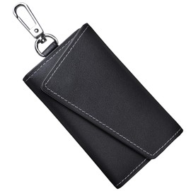 BARRANCA Men's Key Case, Genuine Leather, 6 Hooks, Carabiner, Card Slot, Includes Exclusive Box, Black