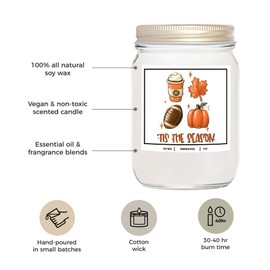 YouNique Designs Hello Fall Candle, 8 Ounces, Pumpkin Candle, Pumpkin Spice Candle, Fall Scented Candle, White All Natural Soy Vegan Aromatherapy Candles for Home Scented, Fall Candles (Pumpkin Spice)