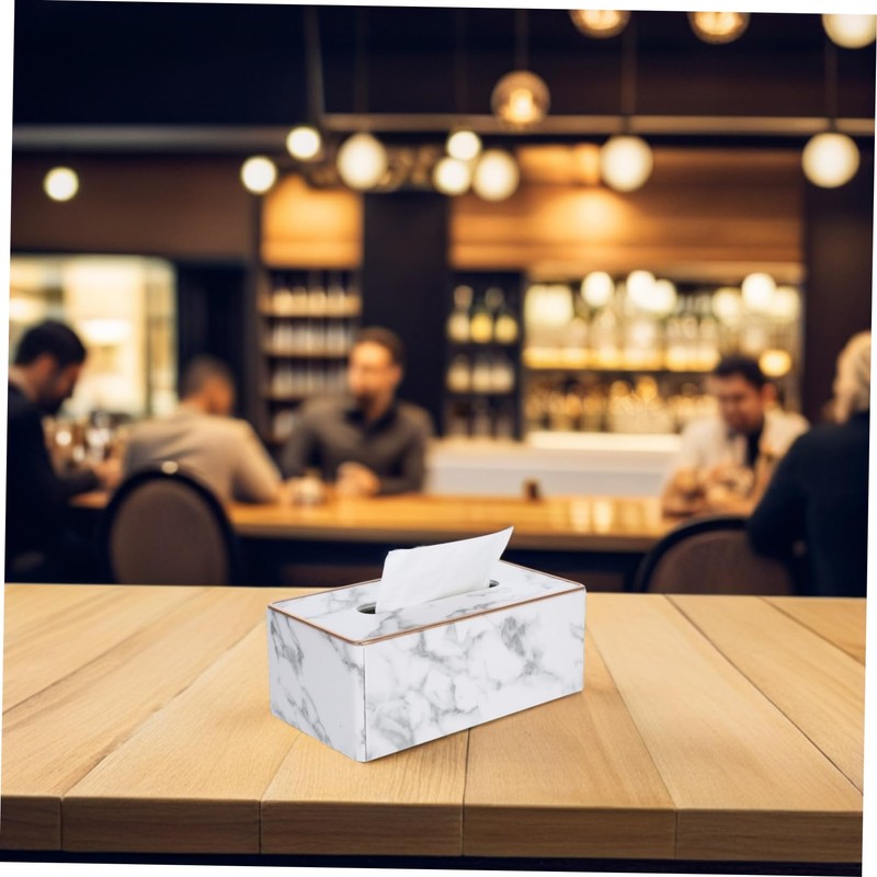 WOONEKY Luxury Marble Pattern Tissue Holder Modern Napkin Organizer for