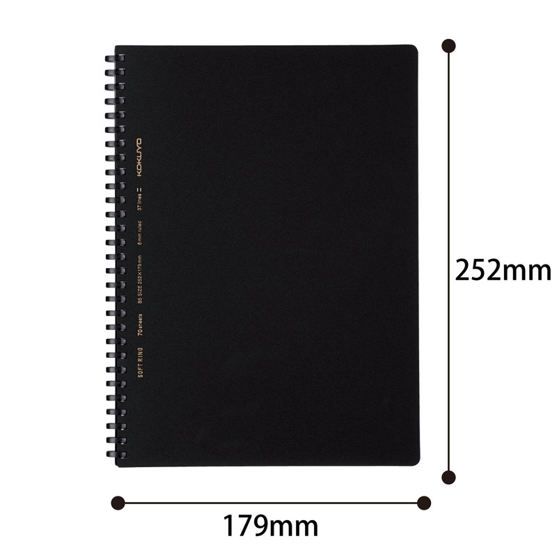Kokuyo Soft Ring Notebook, Business, 70 Sheets, blk