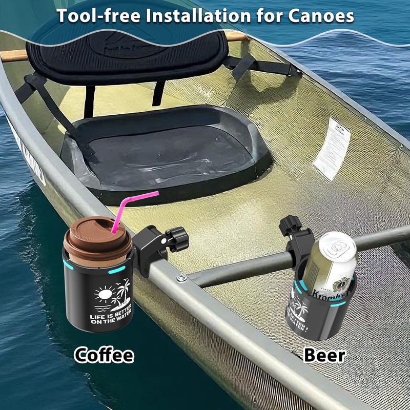Seaperk Clamp On Kayak Cup Holder, Adjustable & Tool -