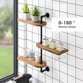 OtGalk 3-Tier Rotating Window Plant Shelf,Wooden Indoor Plant Stand, Wall Plant Holder, Optimal Light Exposure for Indoor Multiple Plants, Enhance Home Decor, Gift Idea for Plant Lovers