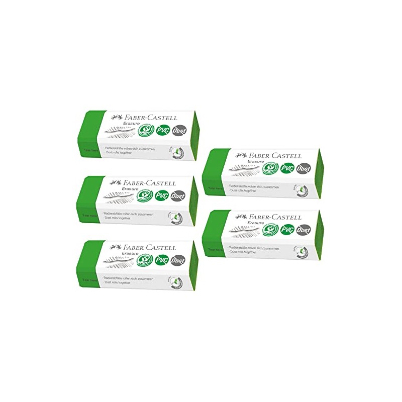 Faber-Castell Erasure 187250 Erasure Erasers PVC-Free Dust-Free Green Pack of