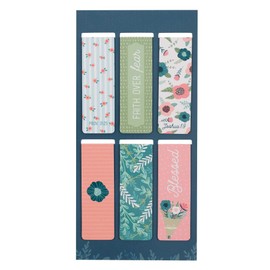 Set of 6 Beloved Faith Favorites w/Floral Garden Inspirational Magnetic Bookmark, Size Small 2.3" x .75"