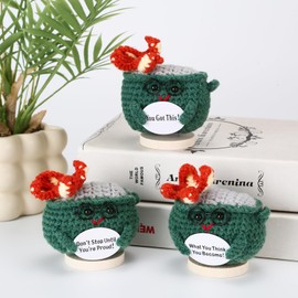 LILQIN Emotional Support Dumpster Fire Crochet Doll, Handmade Funny Desk Accessories & Room Decor with Positive Card, for Friends, Women & Men (Green-What You Think You Become!)