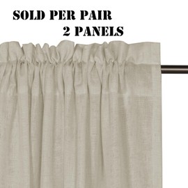 H.VERSAILTEX Linen Curtains Elegant Natural Linen Semi Sheer Curtains Energy Light Filtering Rod Pocket Window Treatments Panels for Living Room (Set of 2, Castle Wall, 52 inch W X 108 inch L)