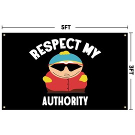 Respect MY Authority Flag, 3x5 Ft Funny Flags for College Dorm Room Decor, Man Cave Flag Tapestry for Home Room Decorations