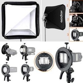 GODOX Foldable Softbox 60x60cm 24x24in with S2 Type Flash Bracket Bowens Mount Holder for Studio Flash Speedlight Photography (60x60cm softbox) (SUSGUV6060)