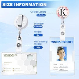 2Pcs A-Z Letter Badge Reels Holder Retractable with ID Clip for Nurse Name Tag Card Cute Nursing Doctor Teacher Student Medical Work Office K
