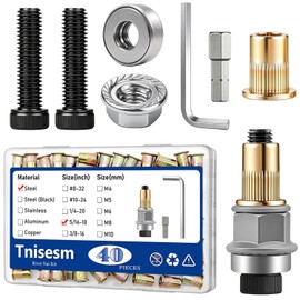 Tnisesm 40Pcs 5/16 Rivet Nut Installation Tool Set, 5/16-18 Carbon Steel Zinc Flat Head Riveter Nutsert Tool Kit