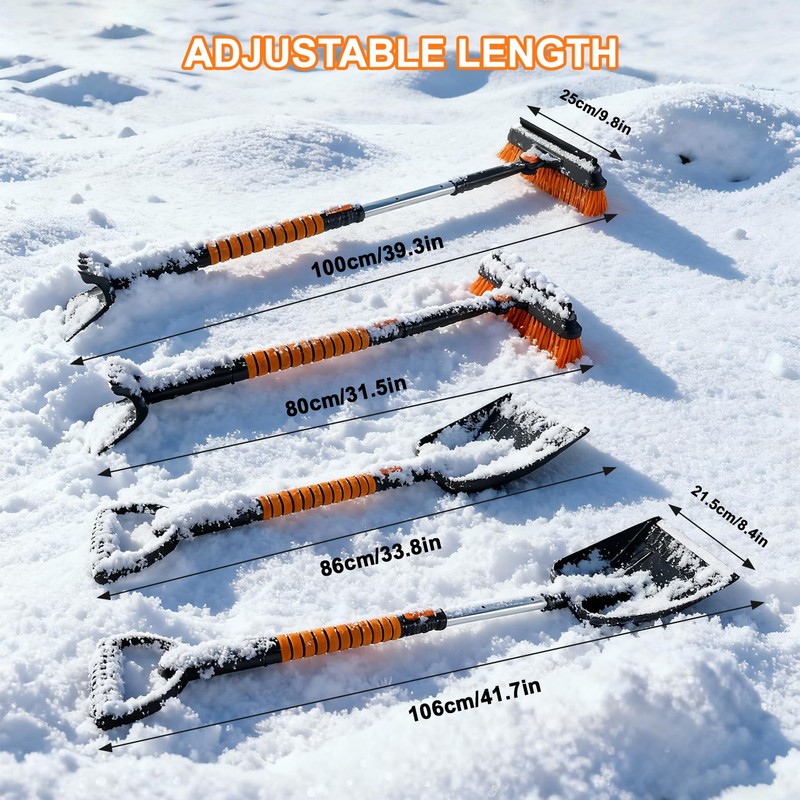 LOYALGLORY Extendable Snow Brush and Ice Scraper for Car Windshield