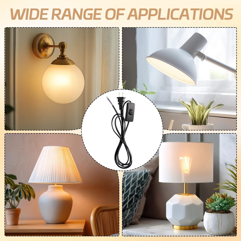 Conderyang 12 Packs Lamp Cord Set with Molded End Plug