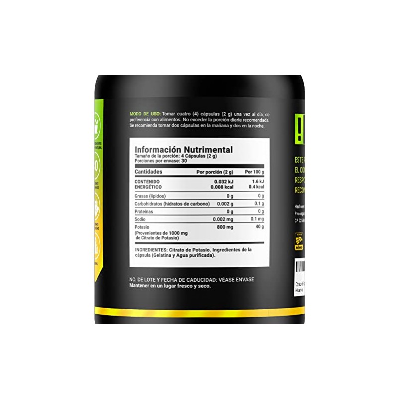 B Life Company Citrato de Potasio 800 mg de Potasio